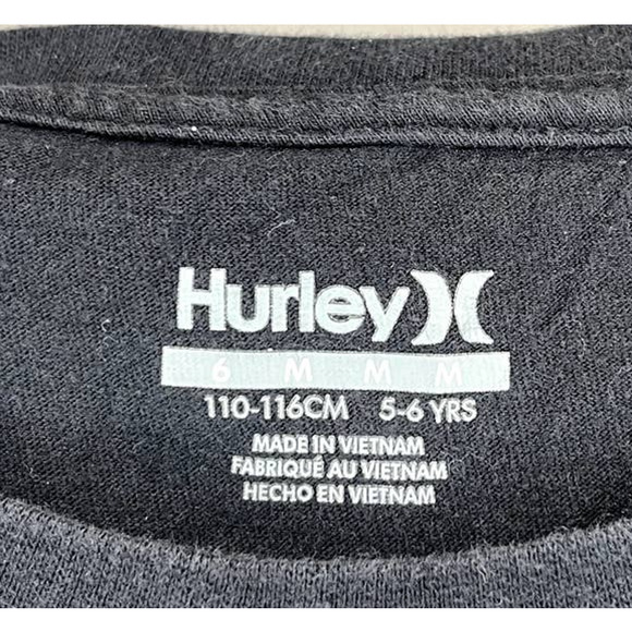 Rad HURLEY Black T-Shirt with Neon Monkey Face Sign, Boys M (6) - Picture 3 of 3